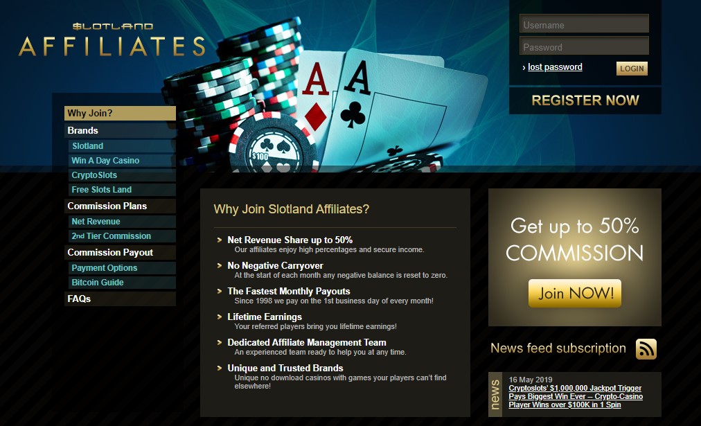 Slotland Affiliates Multibrand casino